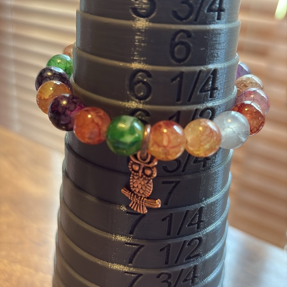 Owl glass Beaded stretch Bracelet - Picture 4 of 5